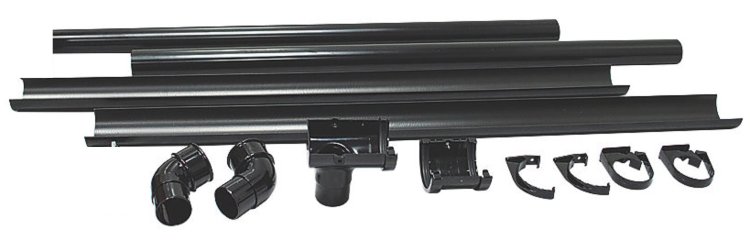 O'SO EEZY Half SHED Mini Guttering Pack 2 metre (6FT) inc 50mm Downpipes & 76mm Miniflo Guttering for shed, Porch, Conservatory, Out Building, etc​