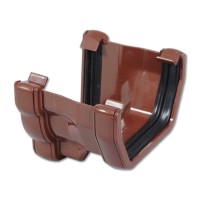 Flo Plast RNS4.BR Brown Ogee to Square Gutter Adapter Left Hand 114mm x 60mm Squareline System