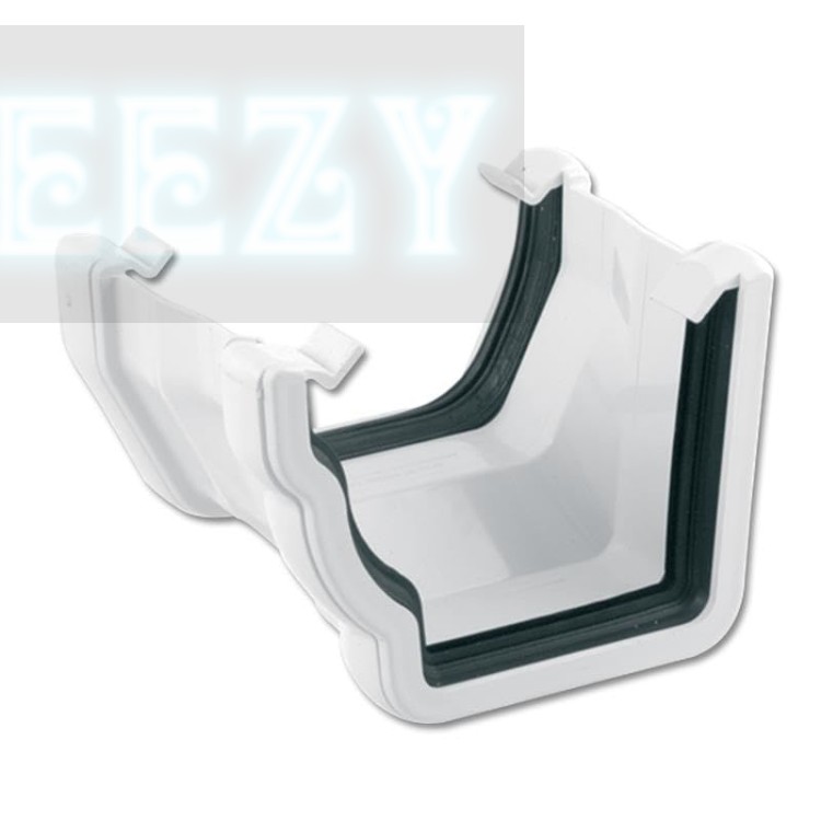 Flo Plast Ogee to Square Gutter Adaptor Left Hand 110mm to 114mm White 114mm x 60mm RNS4.W 10 Year Guarantee