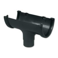 Flo Plast Hi-Cap Gutter Run Outlet Anthracite Grey RAL 7024-65mm Square/68mm Round Downpipe Compatible - 114mm x 60mm ROH1.A
