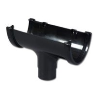 Flo Plast Hi-Cap Deep Flow Gutter Run Outlet 115mm x 75mm Black ROH1.BL - 10 Year Guarantee 288mm Length
