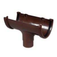 Flo Plast Hi-Cap Gutter Run Outlet Brown 115mm x 75mm Deep Flow System ROH1.BR