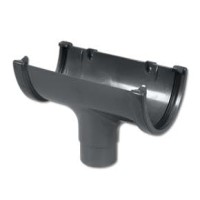 Flo Plast Hi-Cap 115mm x 75mm Deep Flow Gutter Run Outlet Grey ROH1.G