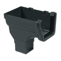 Flo Plast Ogee Gutter Stop End Outlet Left Hand 110mm x 80mm Niagara System Anthracite Grey RON2.A