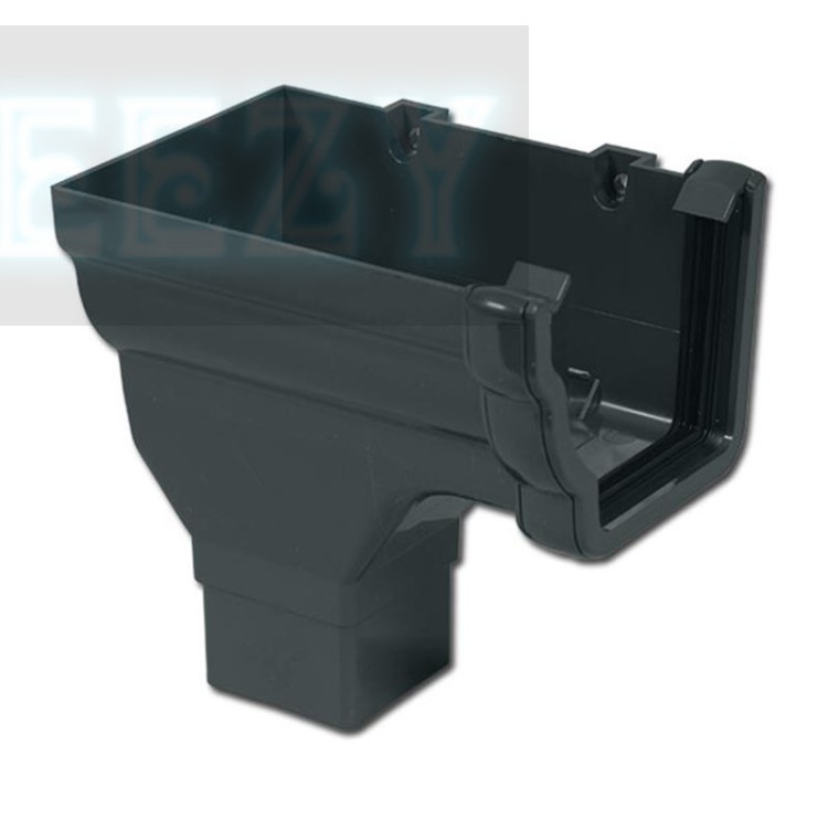 Flo Plast Ogee Gutter Stop End Outlet Left Hand 110mm x 80mm Niagara System Anthracite Grey RON2.A