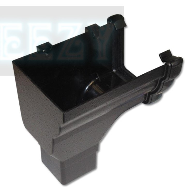 Flo Plast Ogee Gutter Stop End Outlet Left Hand 110mm x 80mm Cast Iron Effect RON2.CI