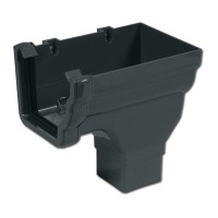 Flo Plast Niagara 110mm x 80mm Ogee Gutter Stop End Outlet Right Hand Anthracite Grey uPVC RON3.A
