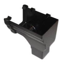 Flo Plast Ogee Gutter Stop End Outlet RH 110mm x 80mm Cast Iron Effect RON3.CI