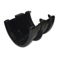 Flo Plast Hi-Cap 115mm x 75mm Deep Flow Gutter Floating Union Inc Bracket Black RUH2.BL