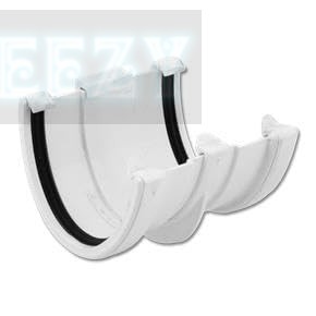 Flo Plast Hi-Cap Gutter Union 115mm x 75mm White uPVC Floating Union with Bracket RUH2.W