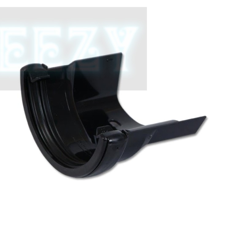 Flo Plast Half Round to Cast Iron Ogee Gutter Adaptor Black 112mm Right Hand uPVC 112mm x 52mm RD3.BL
