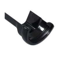 Flo Plast Half Round to Cast Iron Ogee Gutter Adaptor Black Left Hand uPVC RD4.BL