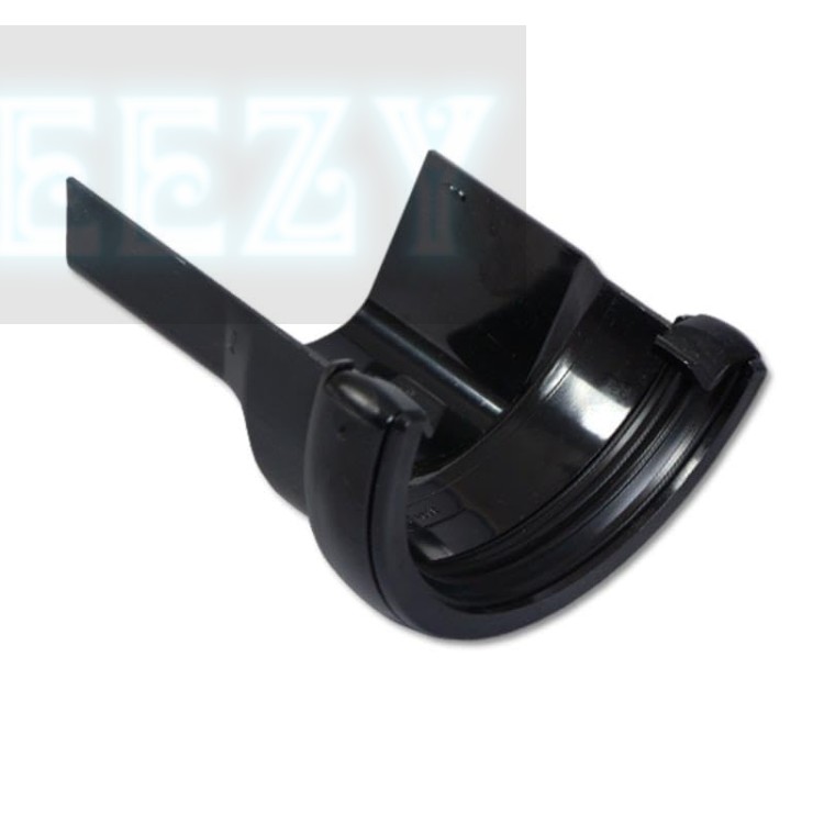 Flo Plast Half Round to Cast Iron Ogee Gutter Adaptor Black Left Hand uPVC RD4.BL