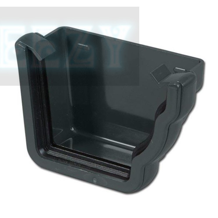 Flo Plast Ogee Gutter Stop End Right Hand 110mm x 80mm Niagara System Anthracite Grey uPVC REN2.A