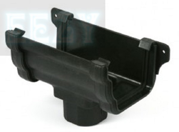 Brett Martin 106mm Cast Iron Effect OGEE Style Gutter Running Outlet BR085CI BLACK