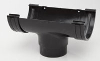 Polypipe RL605b 150mm half round Running Outlet Black