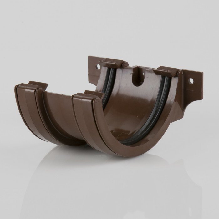 Brett Martin Joint / Union Bracket for 112mm Roundstyle half-round Gutter system BLACK, BROWN or WHITE